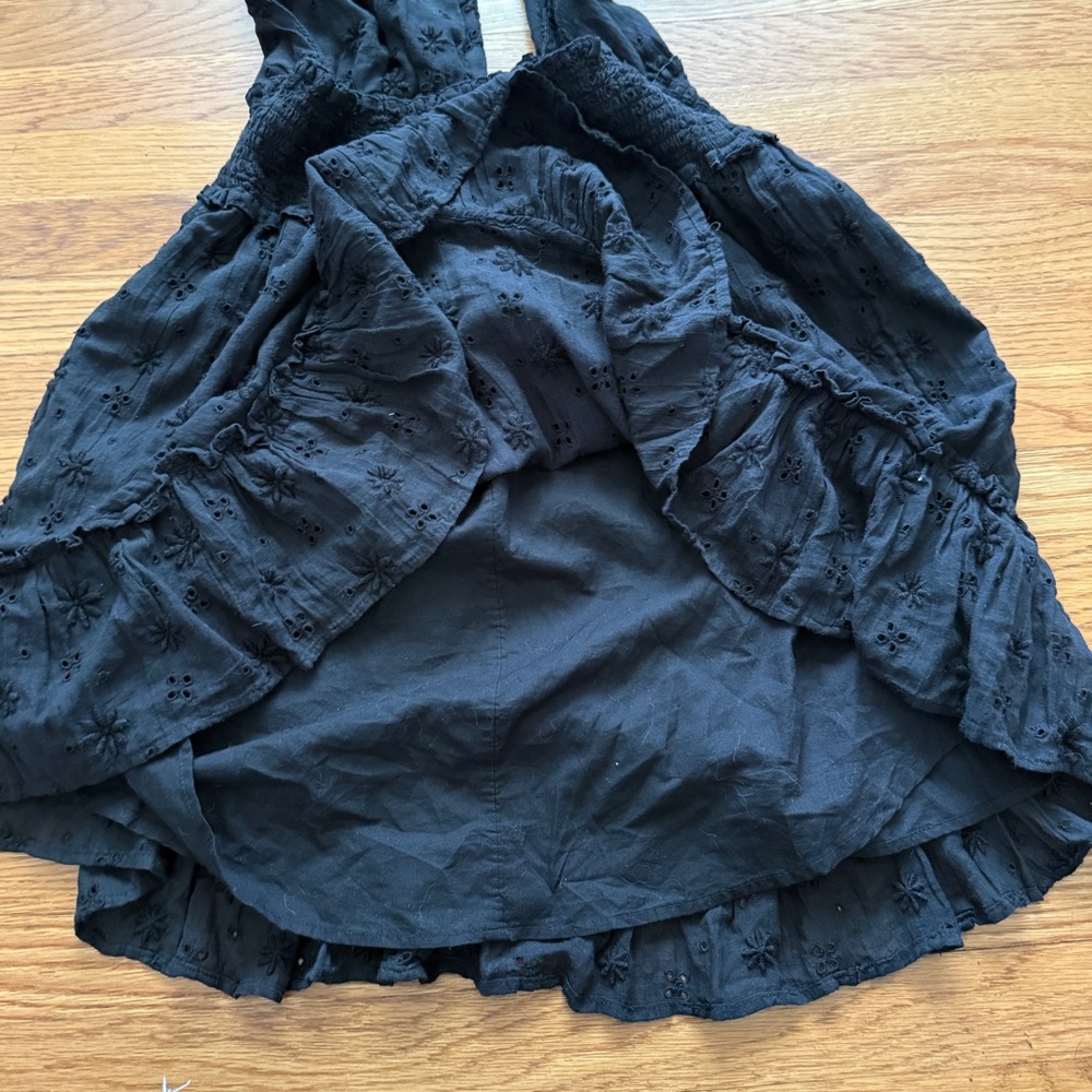 Aerie eyelet black halter coquette flirty mini dress New - Picture 5 of 5
